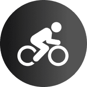 White bike figure on black circle
