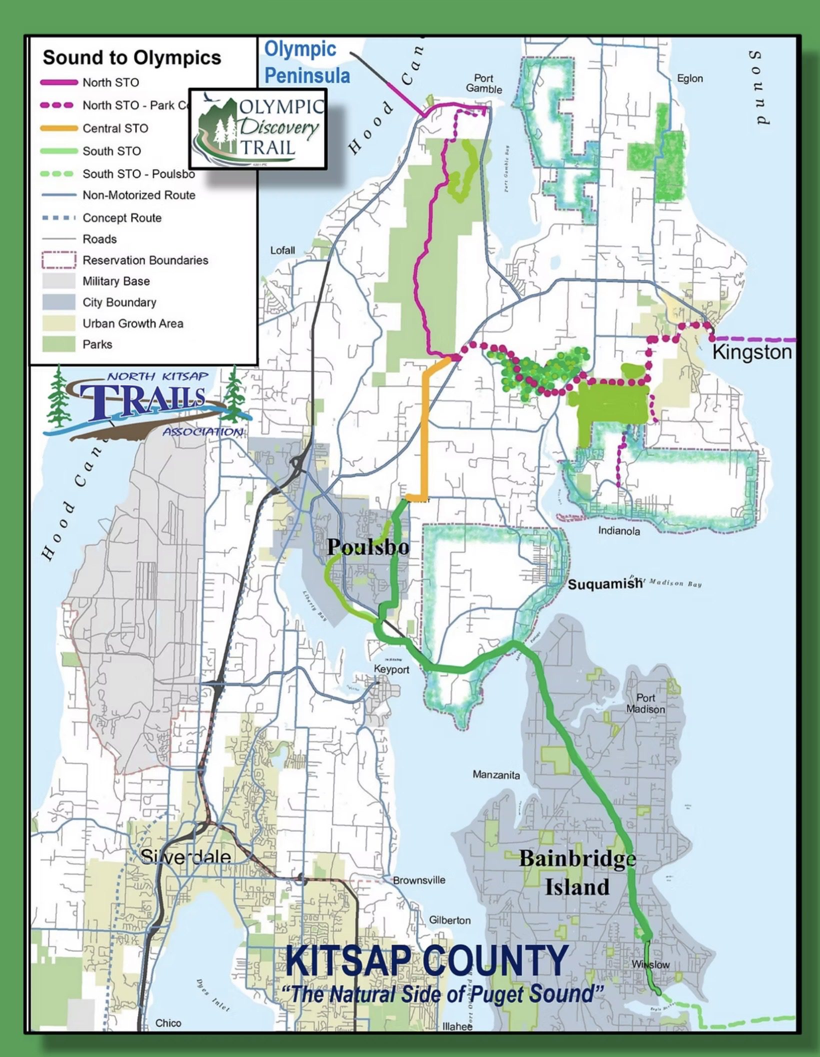 Kitsap County map showing regional trails