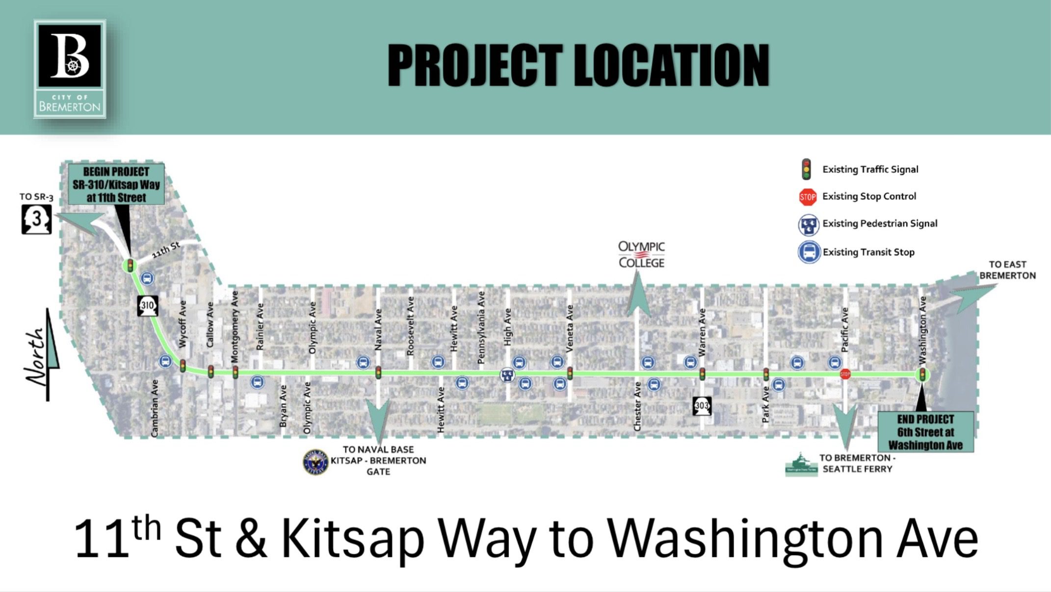Project location map: 11th St to Washington Ave